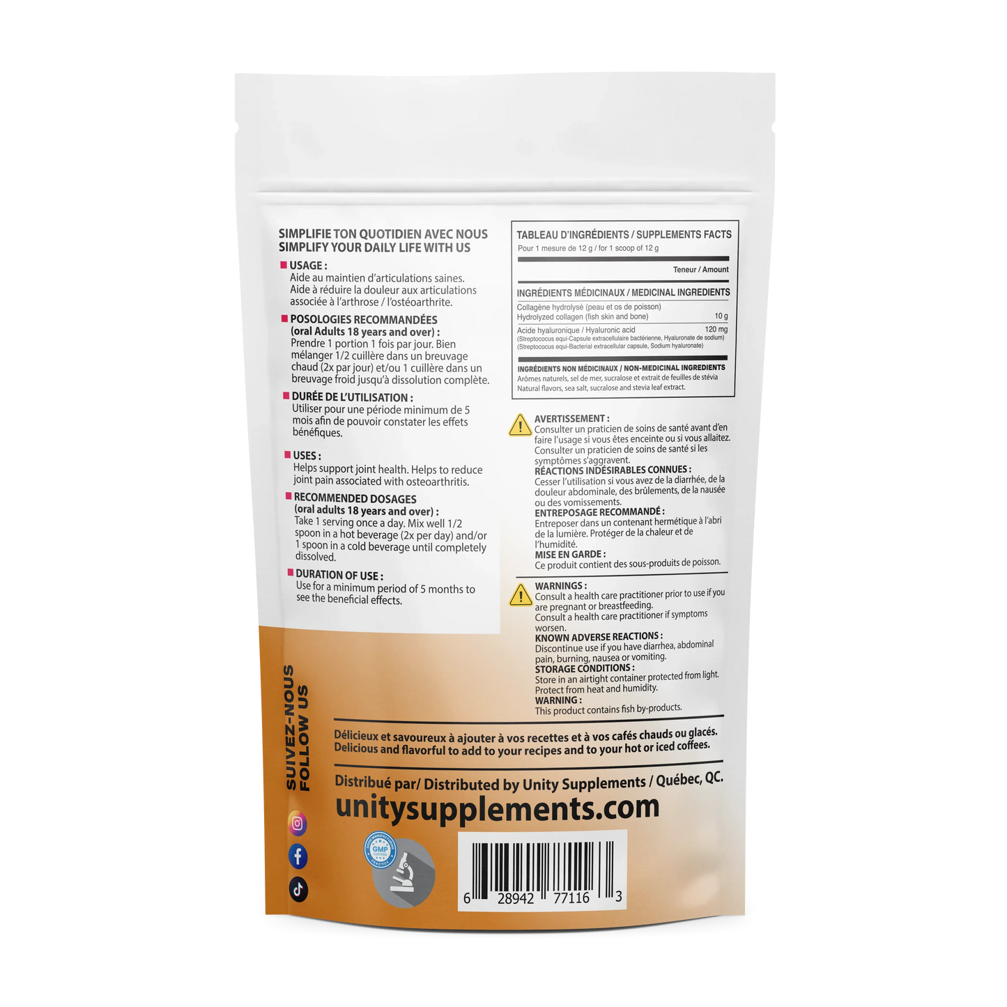 Unity Supplements Marine Collagen and Hyaluronic Acid