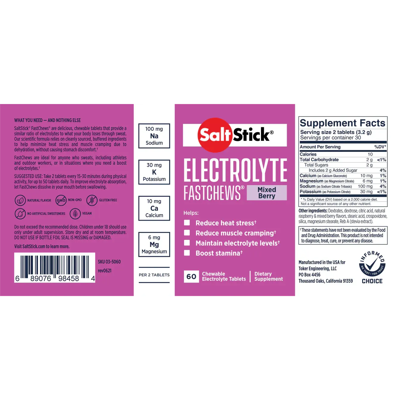 SaltStick | Mixed Berry Electrolyte FastChews (60 Count)