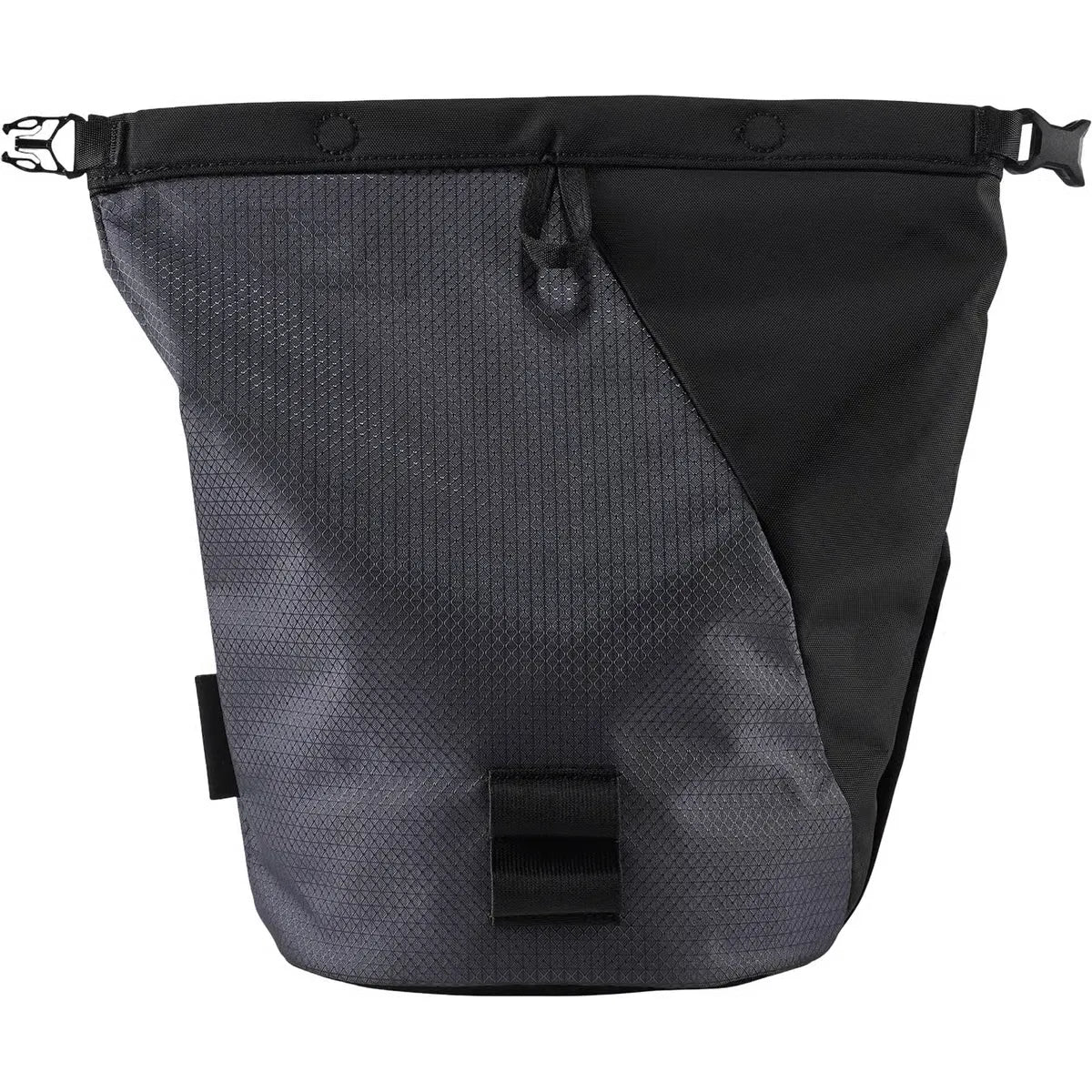 La Sportiva Granite Chalk Pot in black fabric with open magnetic roll-top closure.