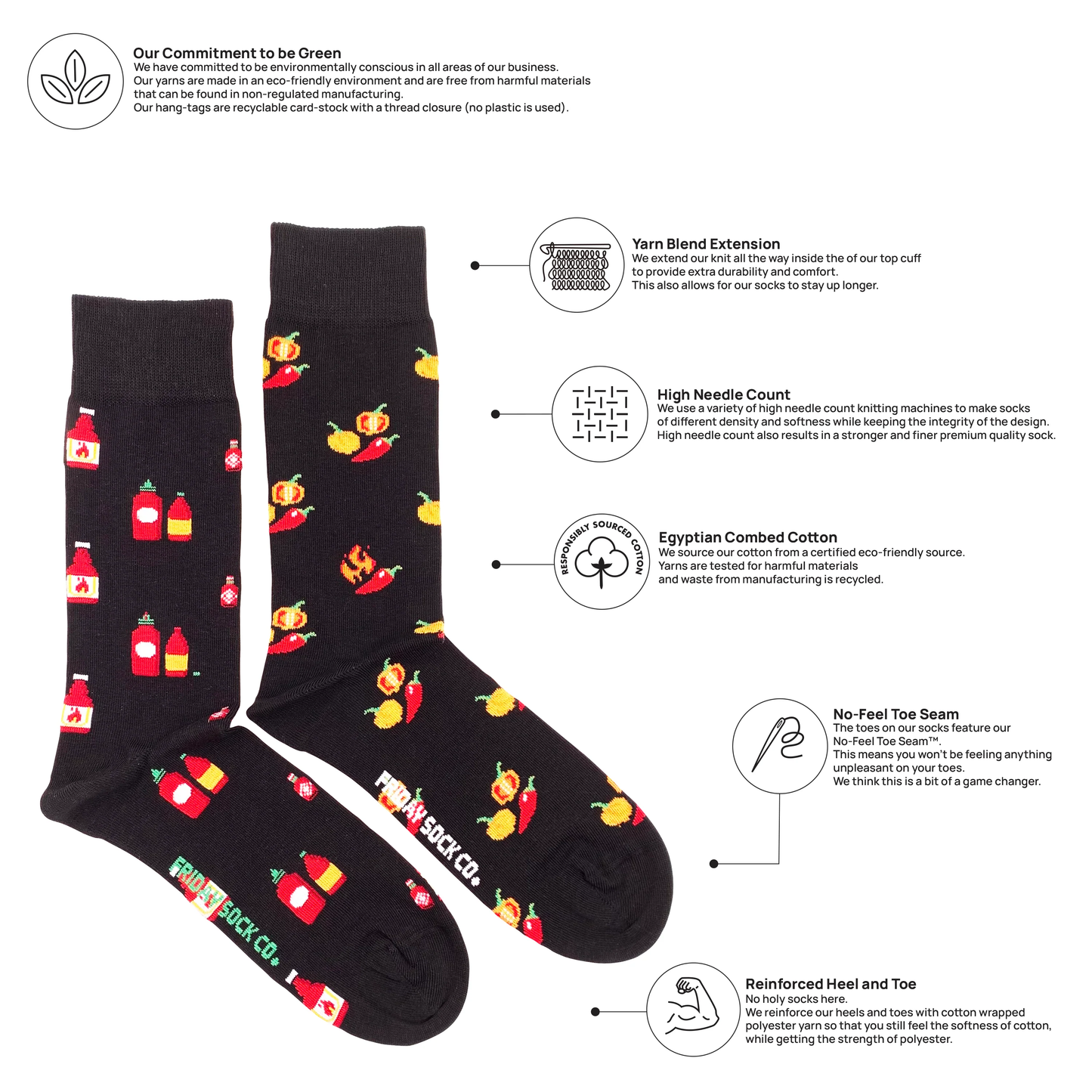 Hot Sauce and Peppers Socks Men's 7-12