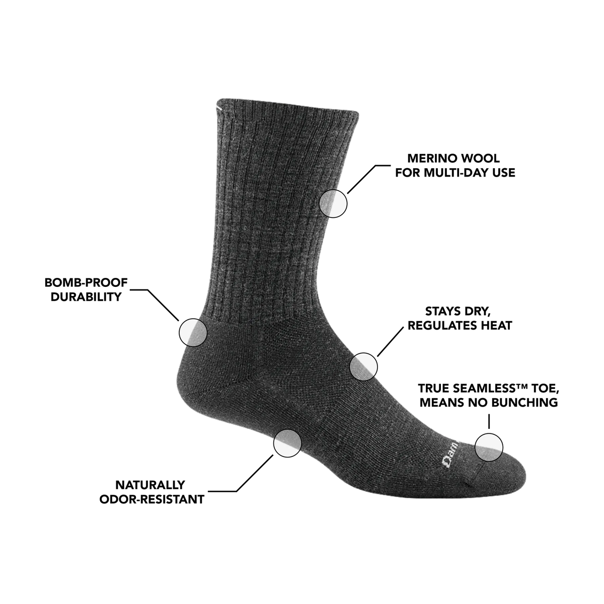 Darn Tough Men's 1657 The Standard Crew Lifestyle Socks