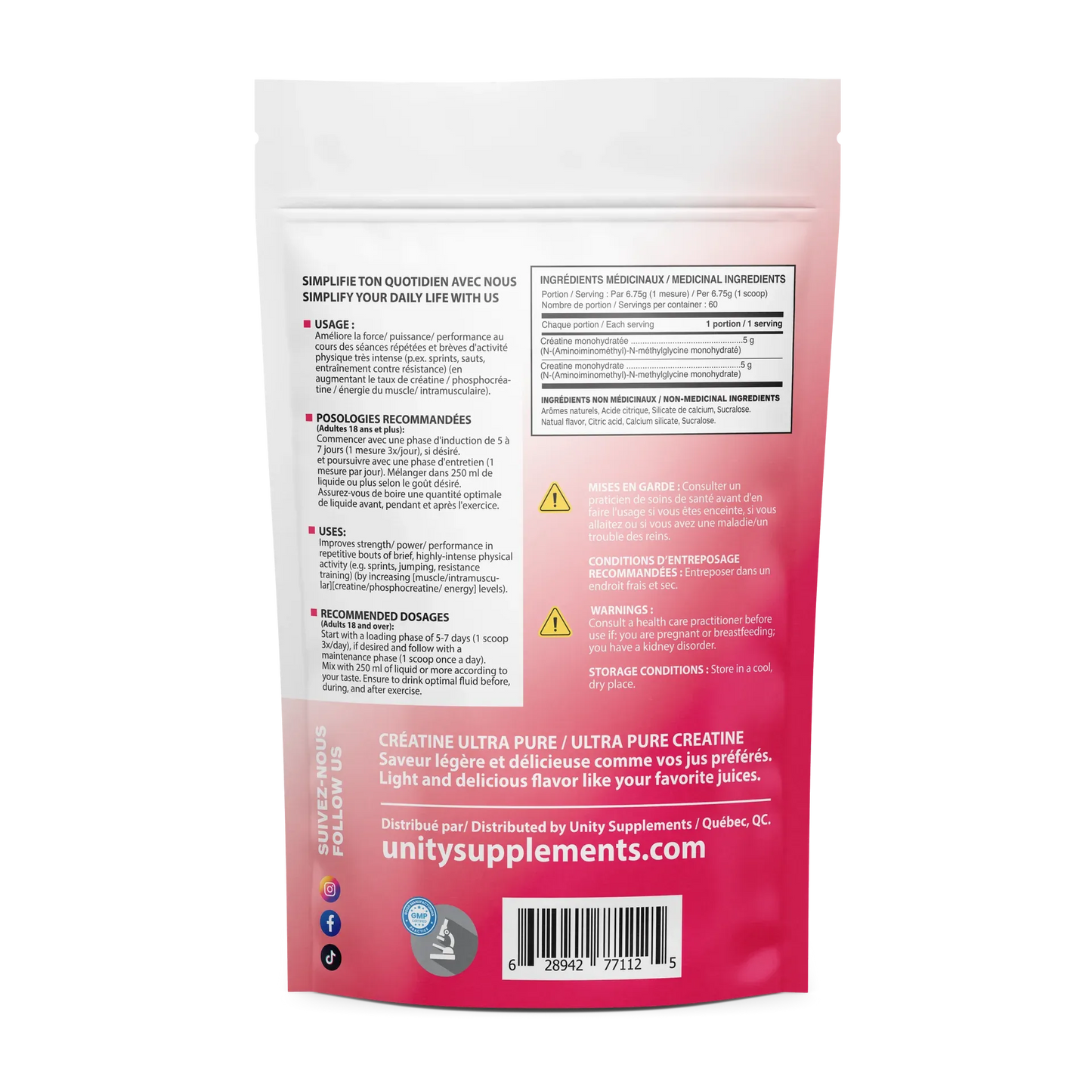 Unity Supplements | Pure Creatine Monohydrate 2.0