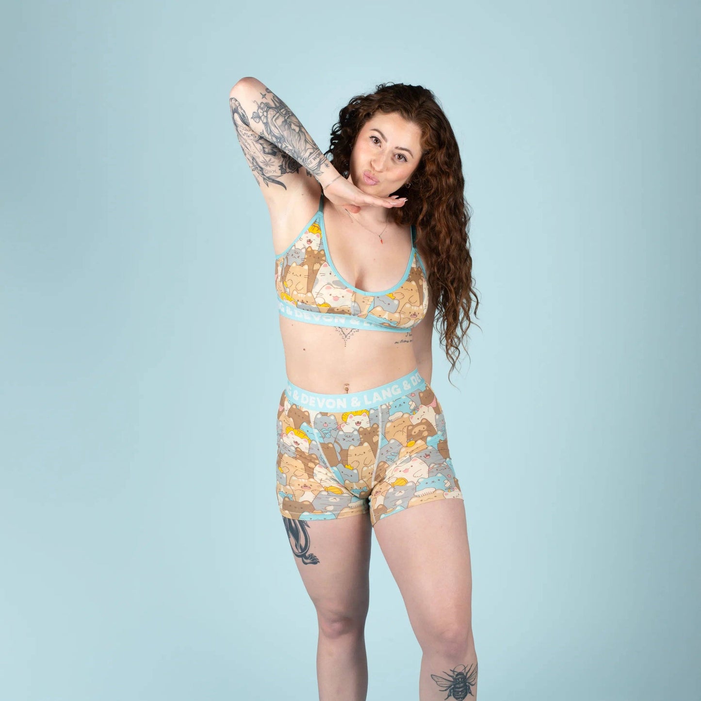 Devon & Lang Women's Bria 5" Boxer Brief - Cat Stack