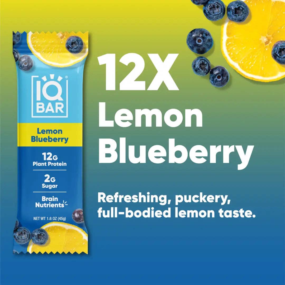 IQBAR Lemon Blueberry Brain + Body Protein Bar
