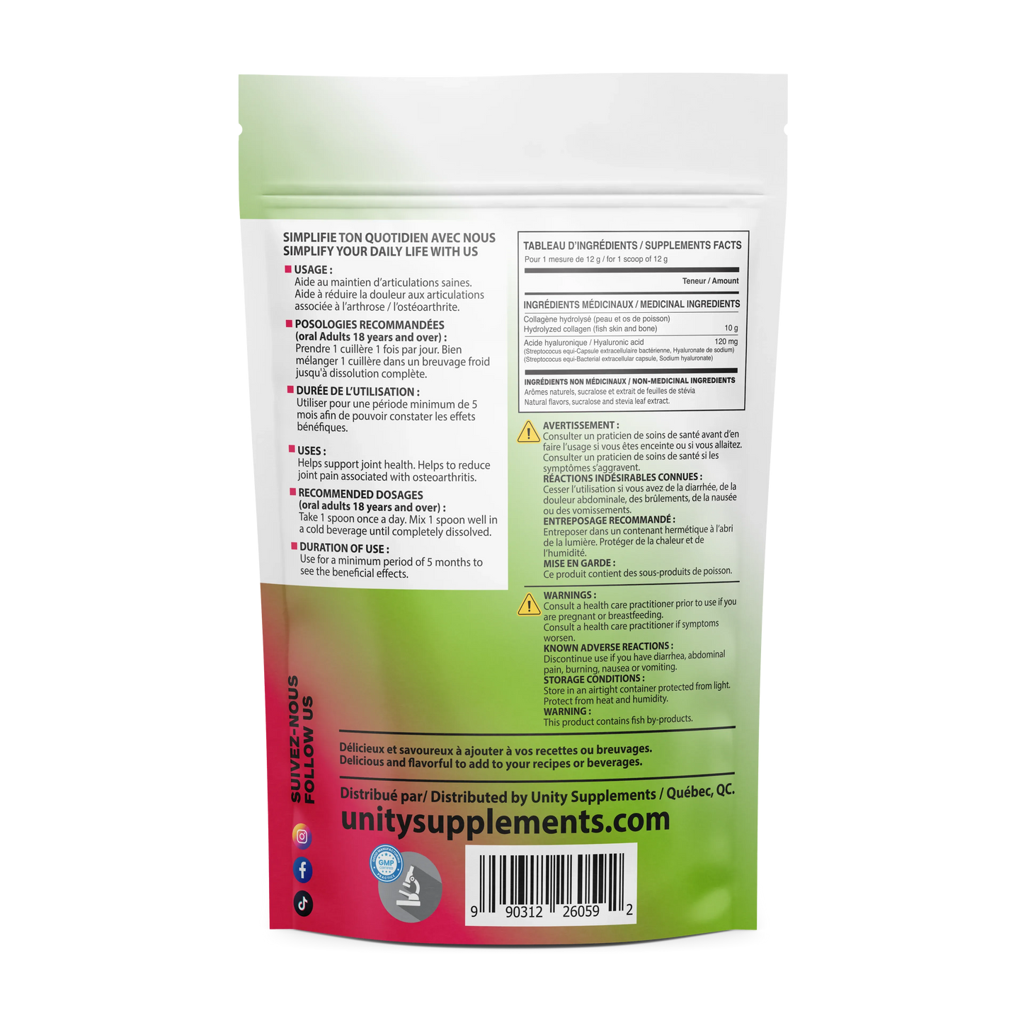 Unity Supplements Marine Collagen and Hyaluronic Acid