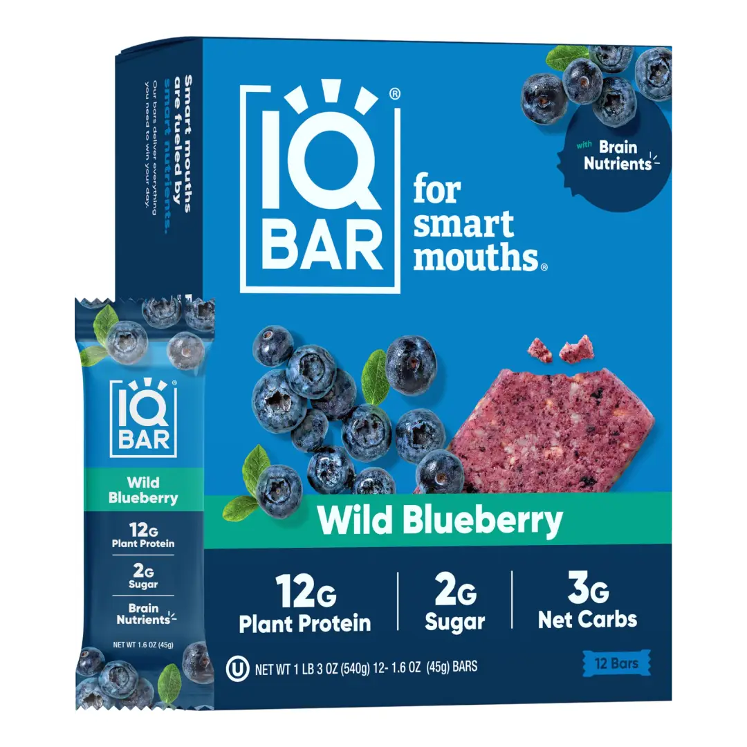 IQBAR Wild Blueberry Brain + Body Protein Bar