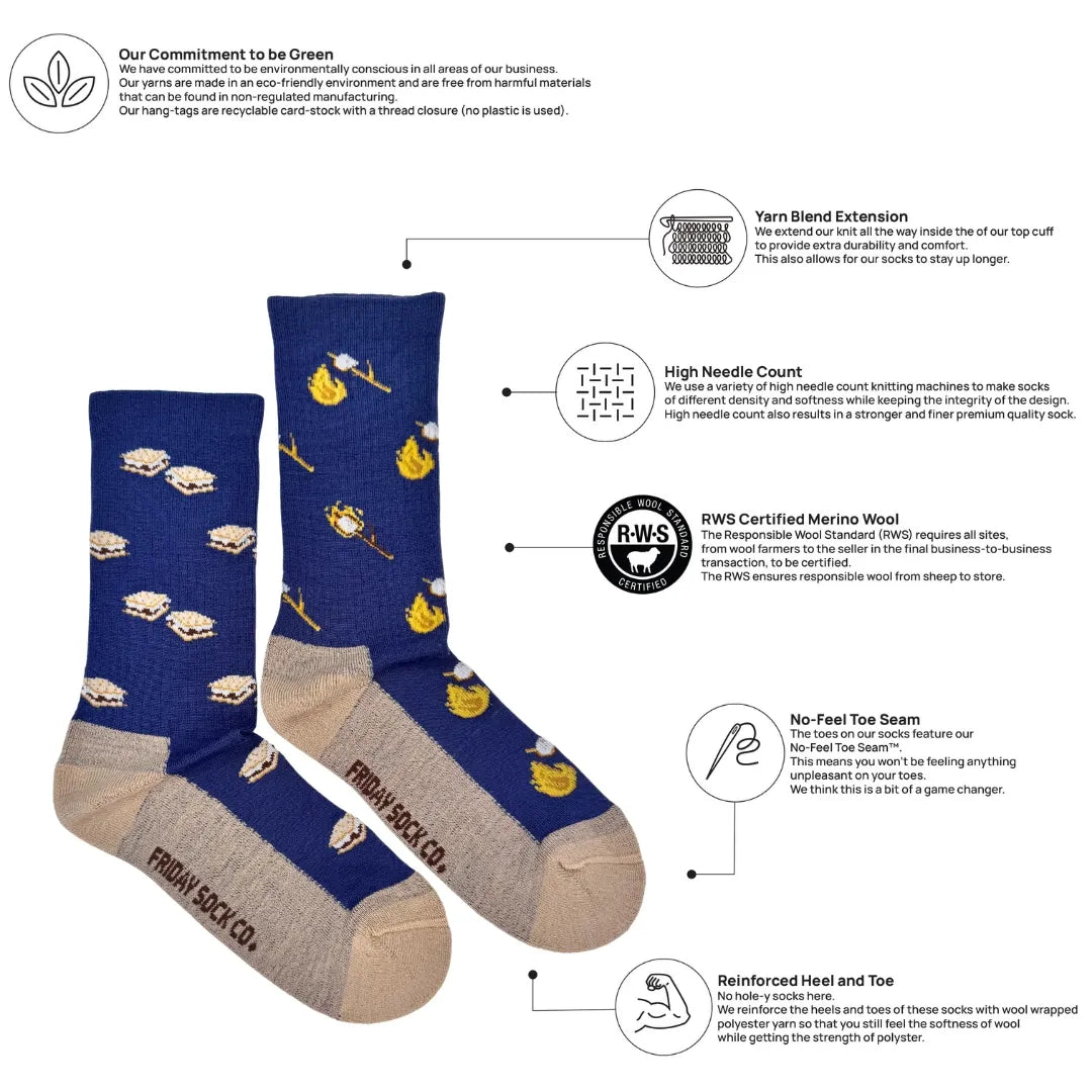 Friday Sock Co. Women's Camping S'mores Merino Wool Socks