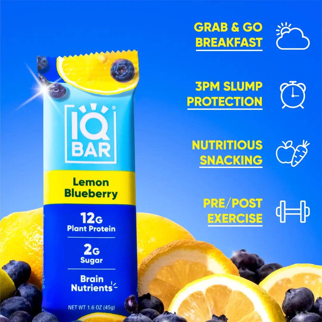 IQBAR Lemon Blueberry Brain + Body Protein Bar