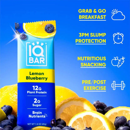 IQBAR Lemon Blueberry Brain + Body Protein Bar
