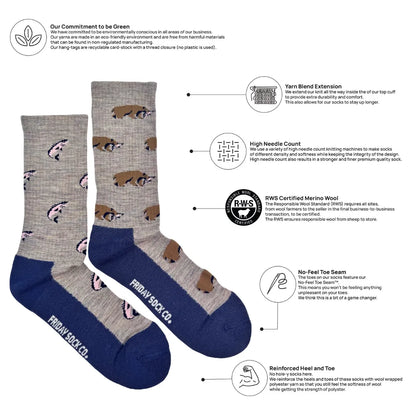 Friday Sock Co. Men's Bear in the Wild Merino Wool Socks