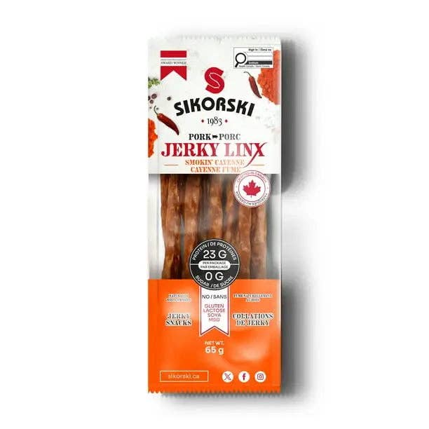 Sikorski Jerky LinX Pork Smokin' Cayenne Jerky Snacks 65g