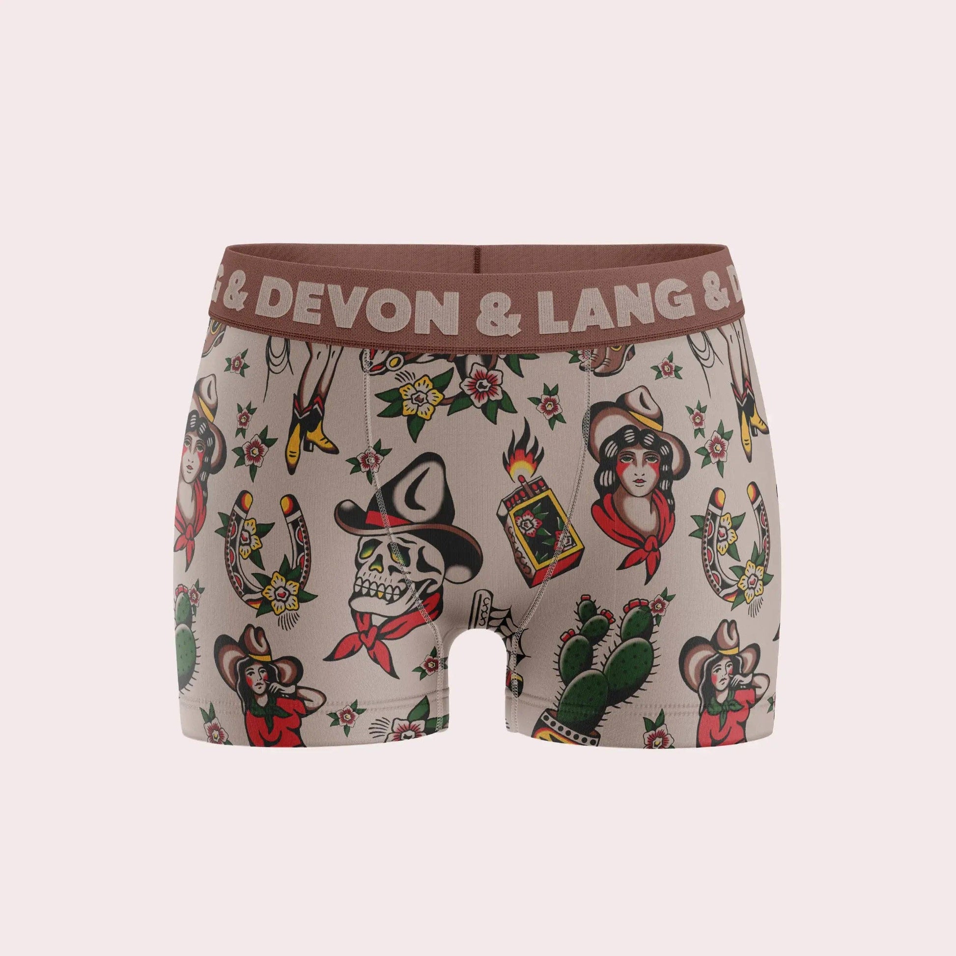 Devon & Lang Women's Bria 2.5 Inch Boyshort in Vintage Outlaw with wide waistband.