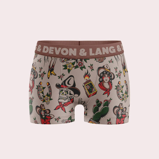 Devon & Lang Women's Bria 2.5 Inch Boyshort in Vintage Outlaw with wide waistband.