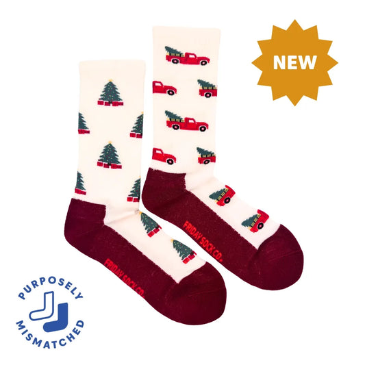 Friday Sock Co. Men's Christmas Truck Merino Wool Socks