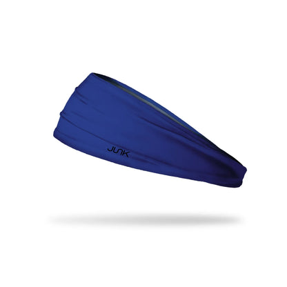 Blue headband with 'JUNK' branding on a white background