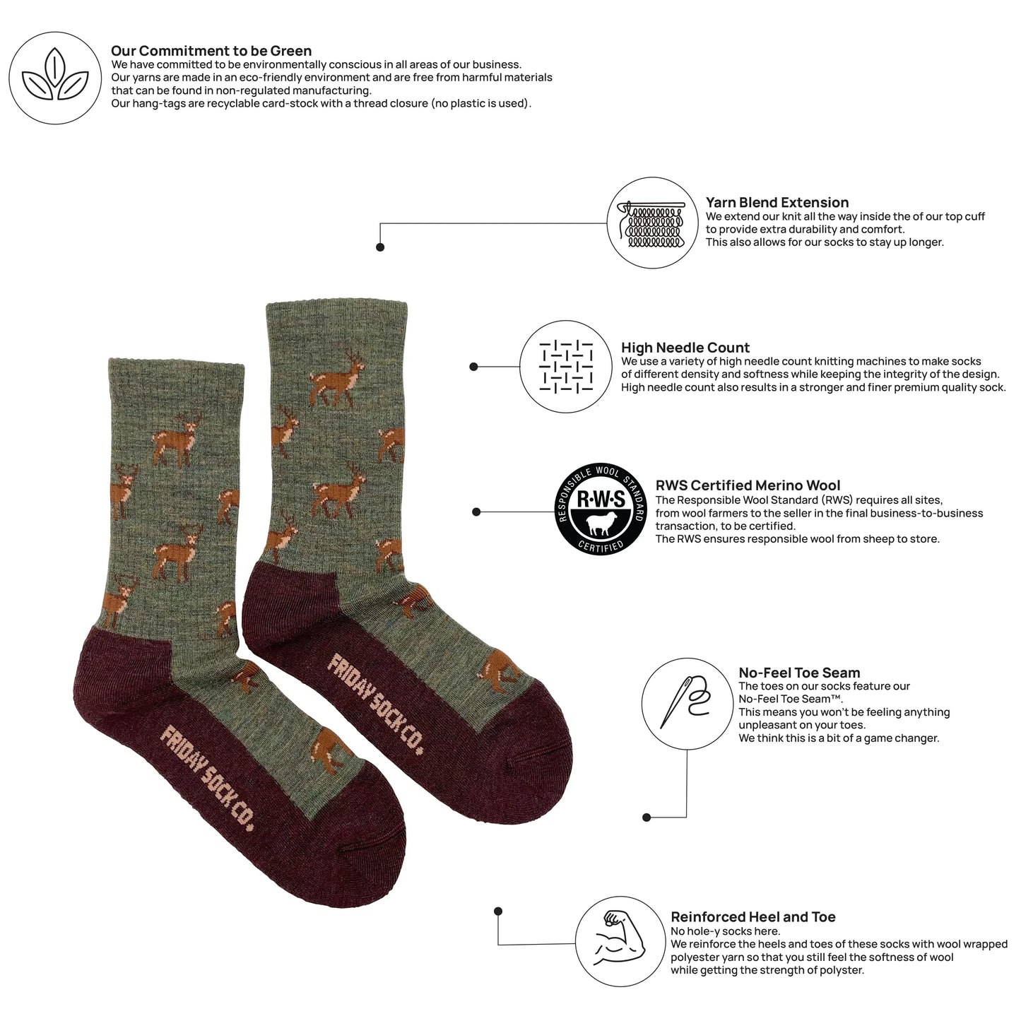 Deer Merino Wool Sock's Women's 5-10