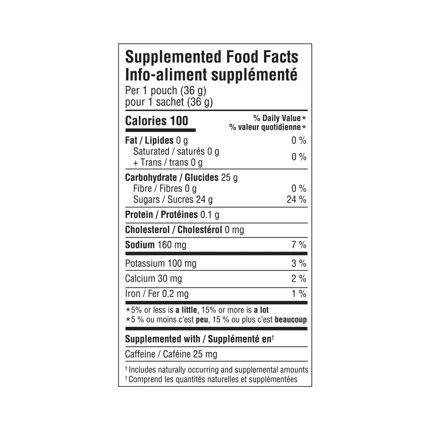 Krono Maple Coffee Gel Supplemented food facts label on a white background