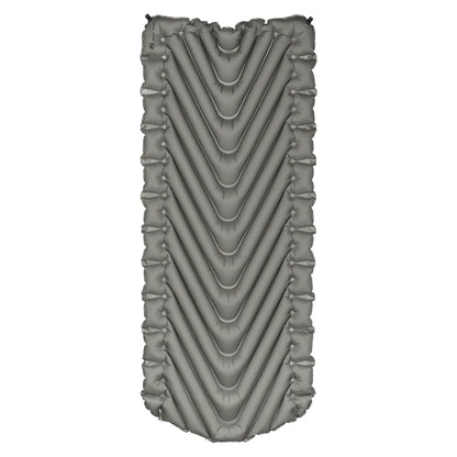 Gray wide inflatable sleeping pad with a wavy pattern on a white background