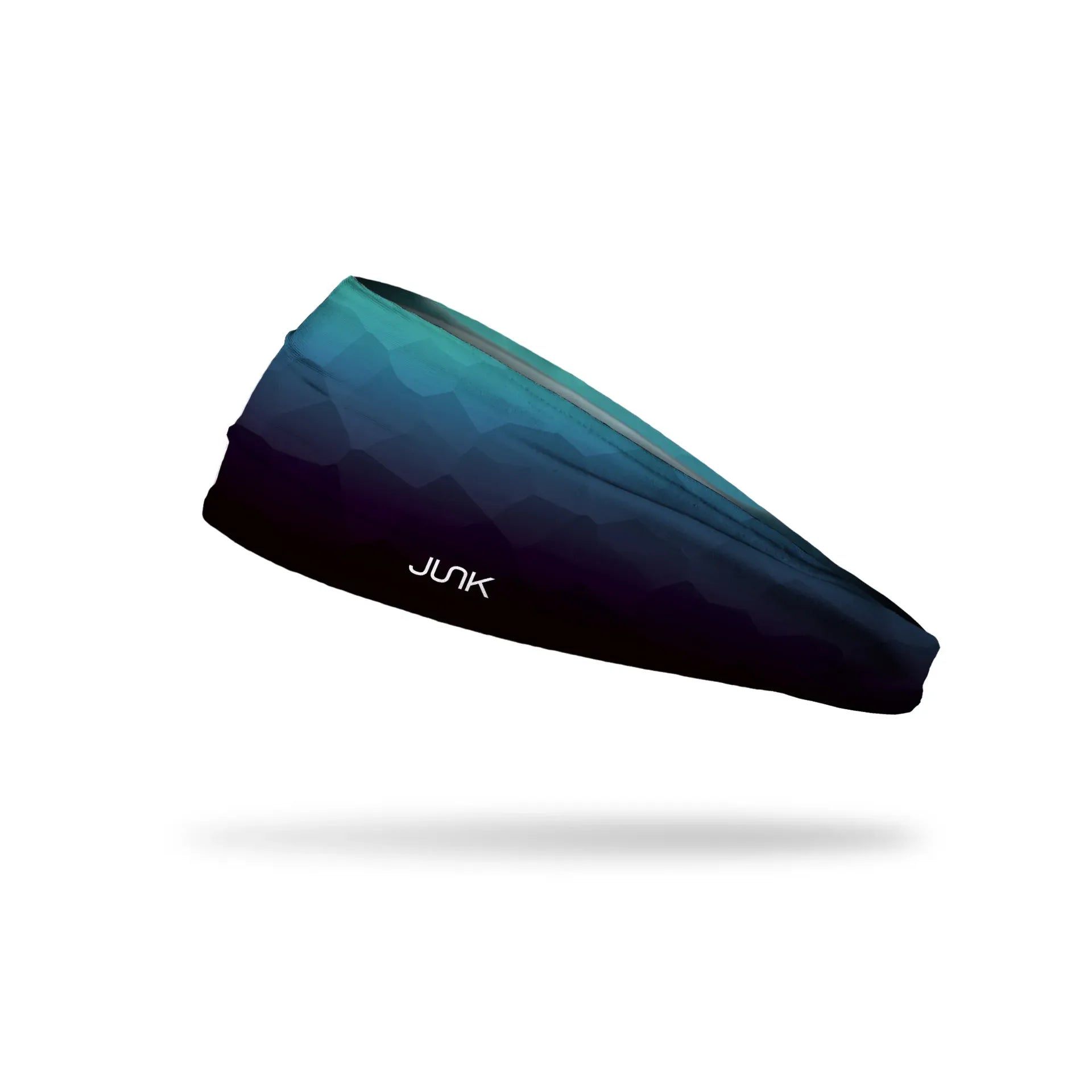 Gradient JUNK headband transitioning from green to black on a white background