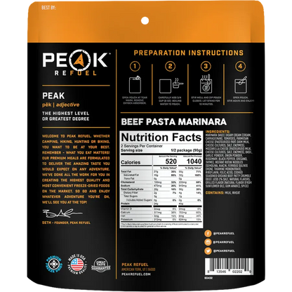 Peak Refuel | Beef Pasta Marinara Backcountry Meal