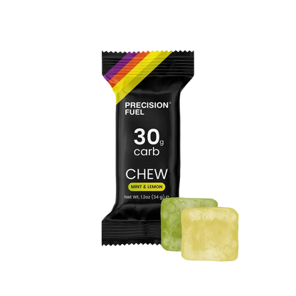 Precision Fuel chew package with two chew sticks on a white background