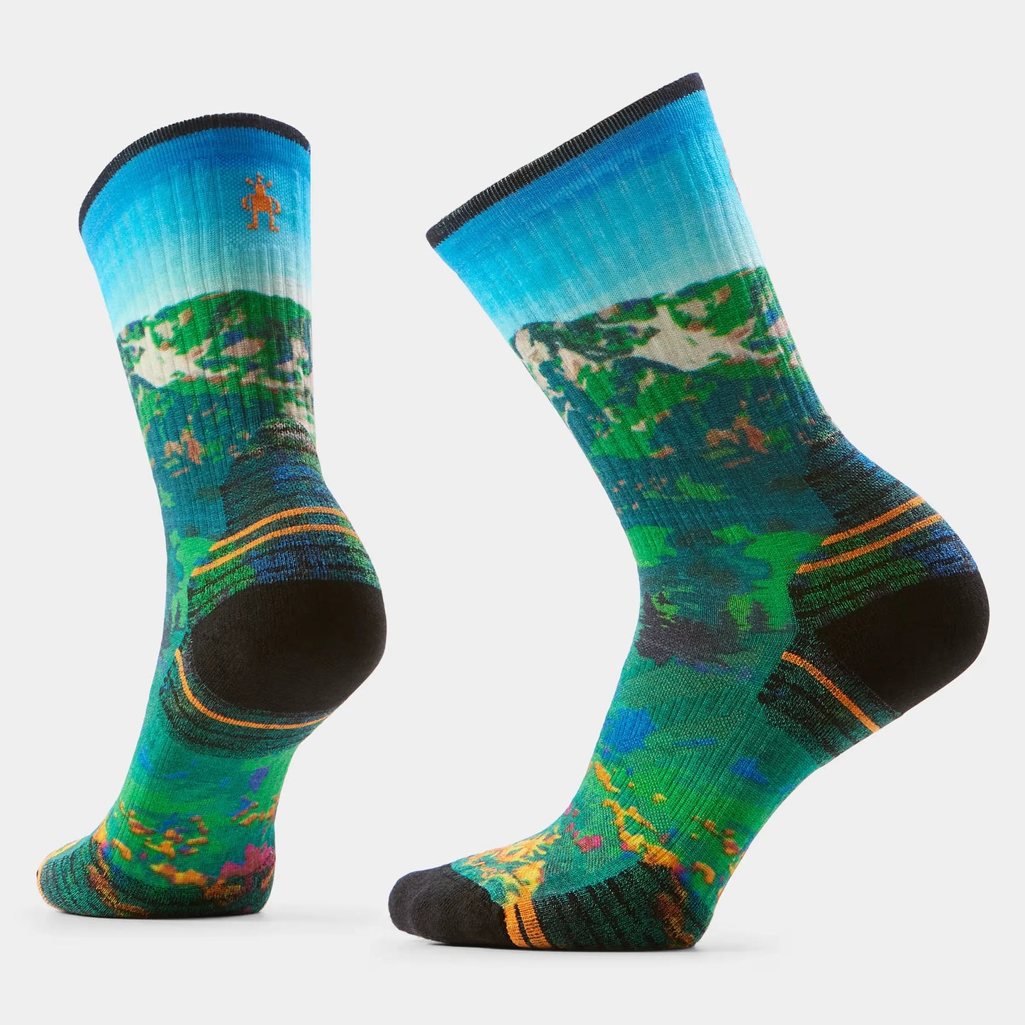 Hike Mountain Lake Print Crew Socks
