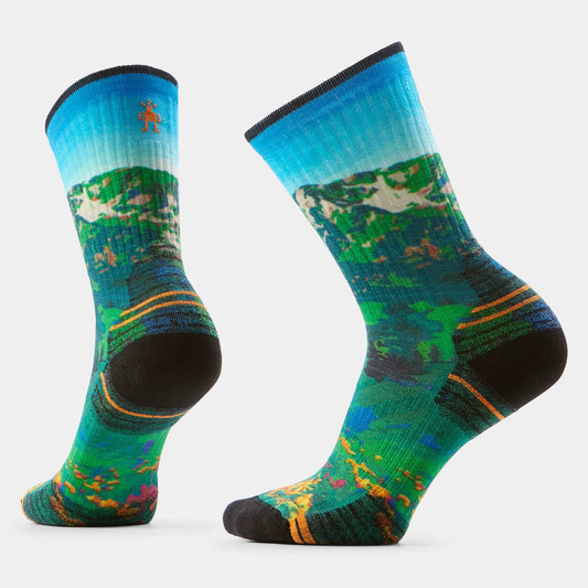Hike Mountain Lake Print Crew Socks