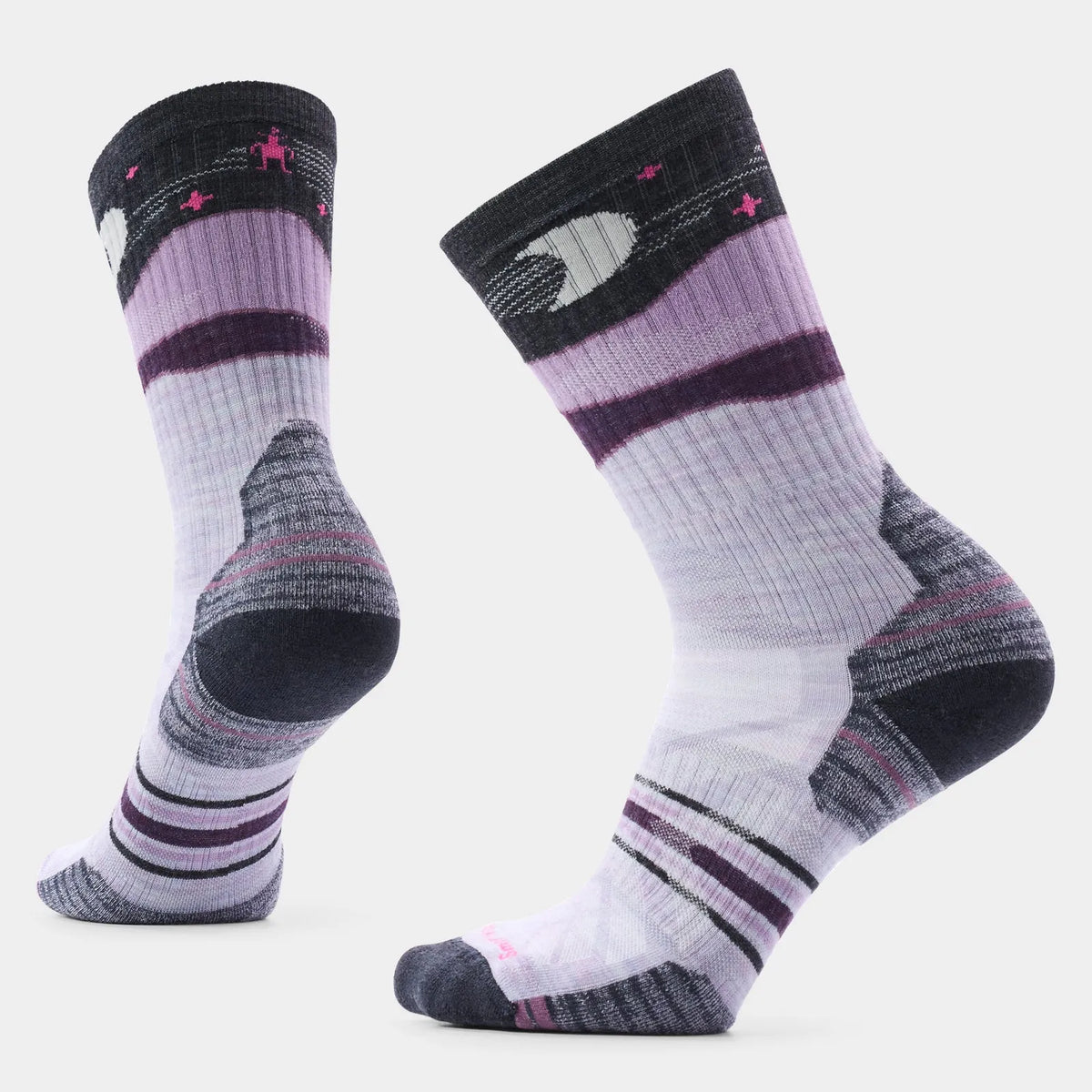 artwool Women's Hike Lunar Trek Targeted Cushion Crew Socks in Purple Eclipse.