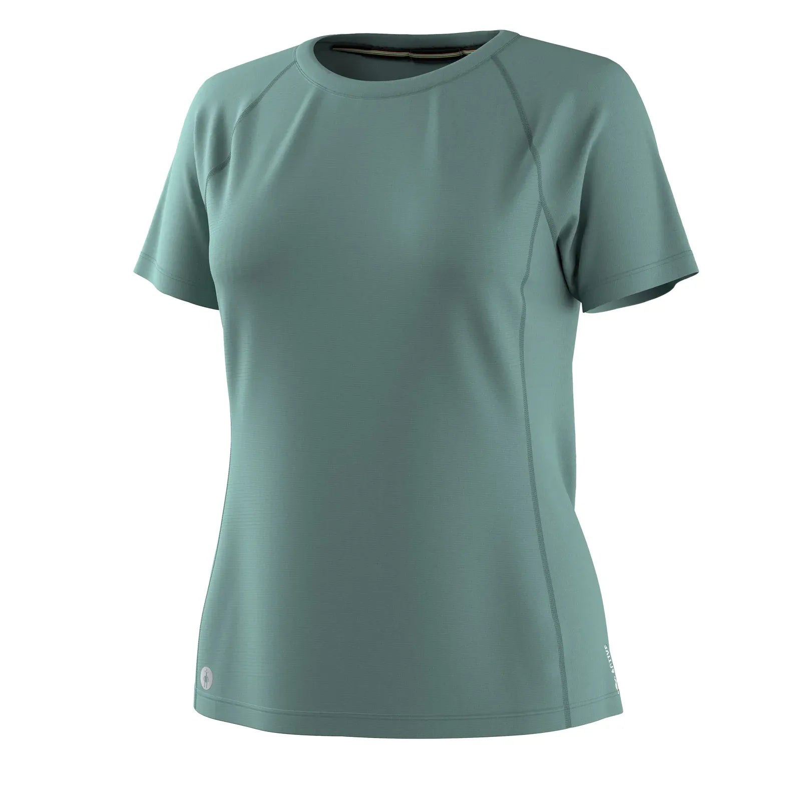 Front view of the Smartwool Women's Active Ultralite Short Sleeve running tee in teal
