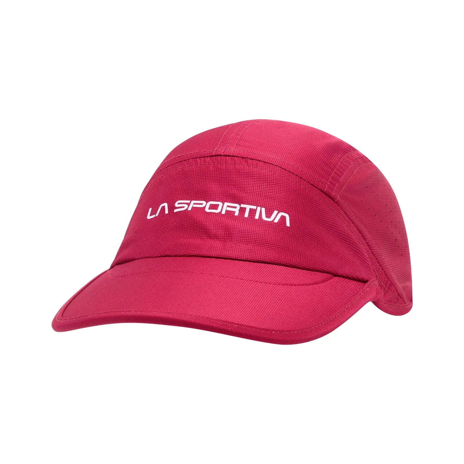 A side profile view of a pink La Sportiva The Pure Technical Mountain Running Cap
