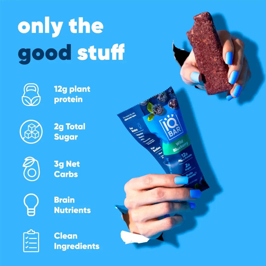IQBAR Wild Blueberry Brain + Body Protein Bar