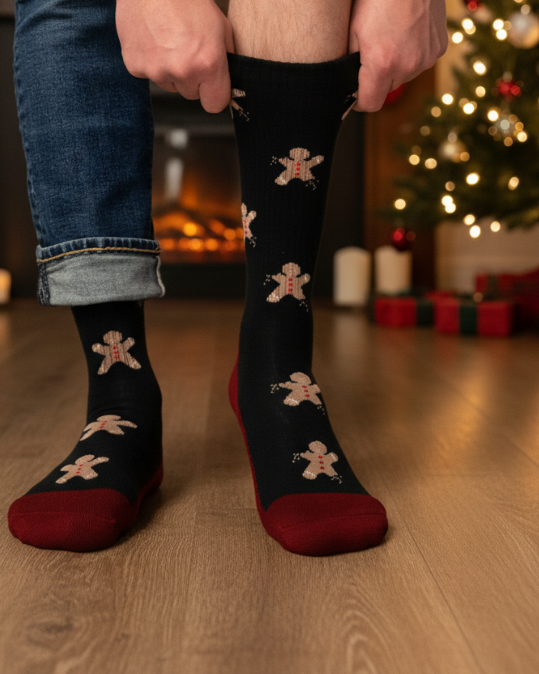 Friday Sock Co. Men's Gingerbread Bite Merino Wool Socks