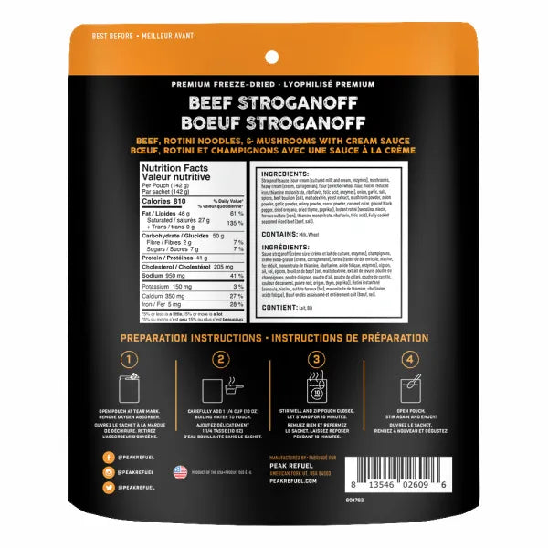 Peak Refuel Beef Stroganoff - High Protein Trail Meal