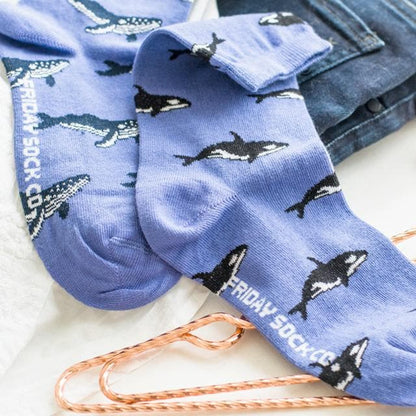Humpback Whales and Orca Socks Men's 7-12