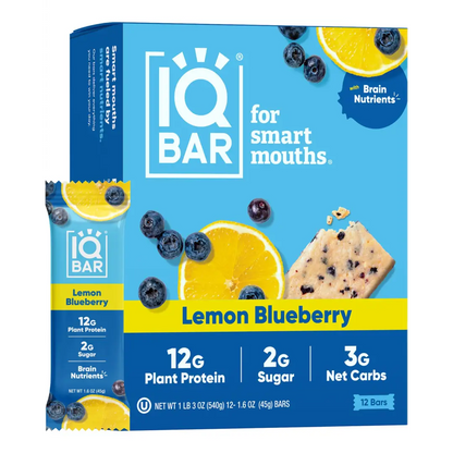 IQBAR Lemon Blueberry Brain + Body Protein Bar