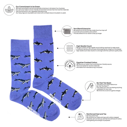 Humpback Whales and Orca Socks Men's 7-12