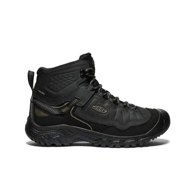 KEEN Men's Targhee IV Mid Waterproof leather hiking boot in triple black side view