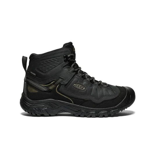 KEEN Men's Targhee IV Mid Waterproof leather hiking boot in triple black side view