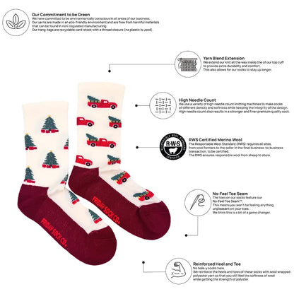 Friday Sock Co. Women's Christmas Truck Merino Wool Socks
