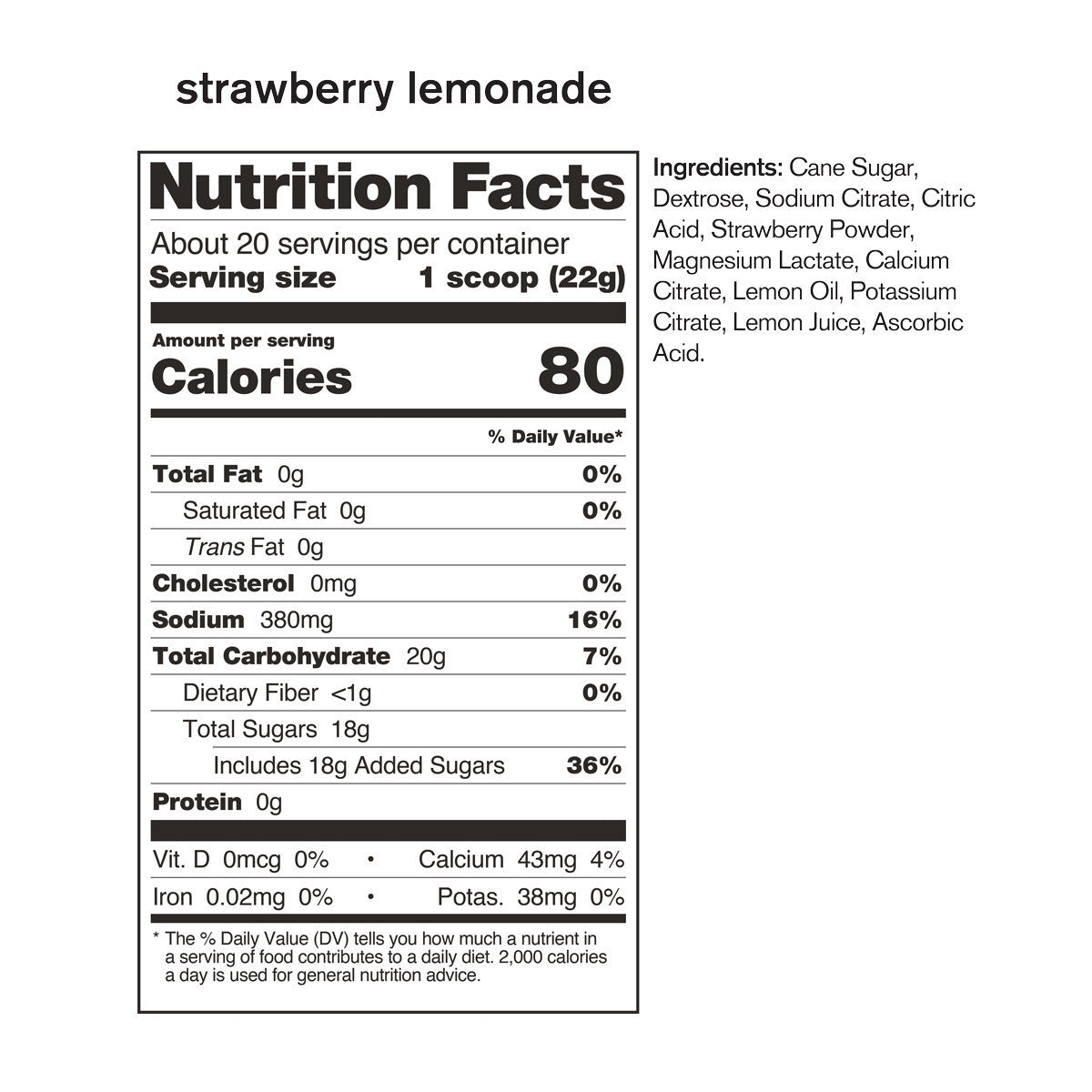 Sport Hydration Drink Mix 60 Servings 1320g Strawberry Lemonade