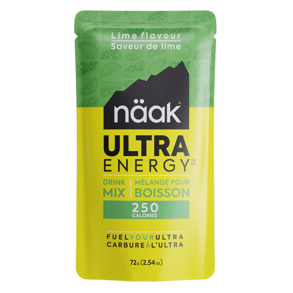 Näak Lime Flavoured Ultra Energy drink mix packet with green and yellow design on a white background
