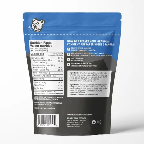 Angry Pika Lemon Berry Breakfast Granola - High Energy Trail Fuel
