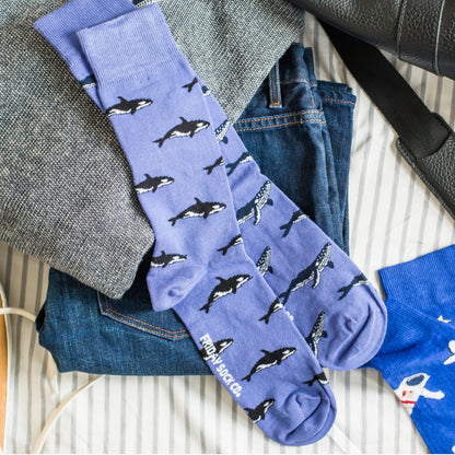 Humpback Whales and Orca Socks Men's 7-12