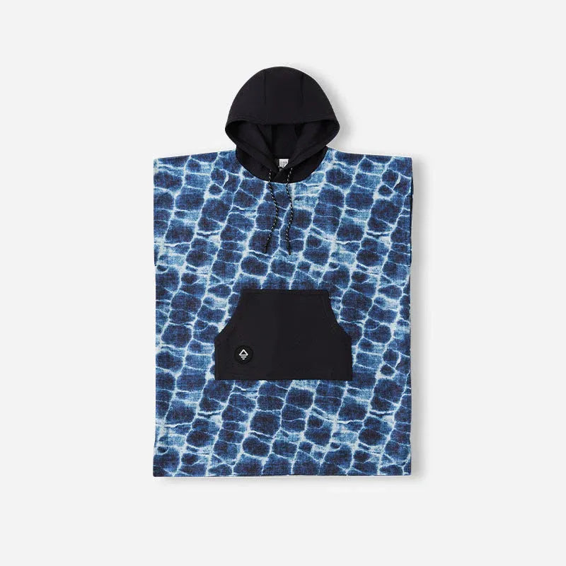 Front view of the Nomadix Changing Poncho in agua blue
