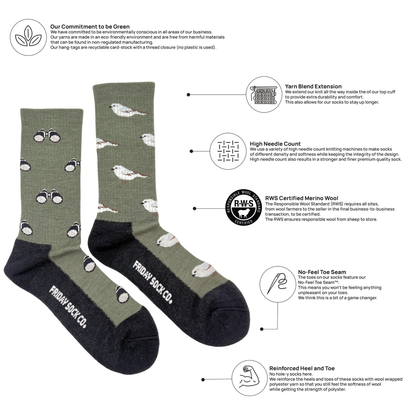 Bird & Birdwatching Merino Wool Sock's Men's 7-12