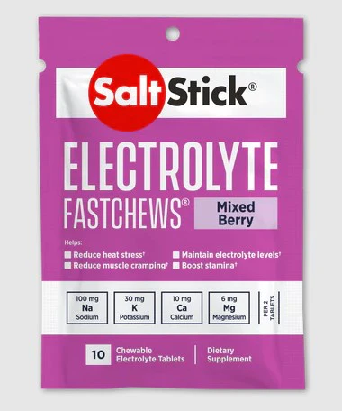 SaltStick Electrolyte Fastchews Mixed Berry package on a white background