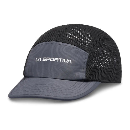 Gray and black Skyline Air cap with mesh design and 'La Sportiva' logo on a white background